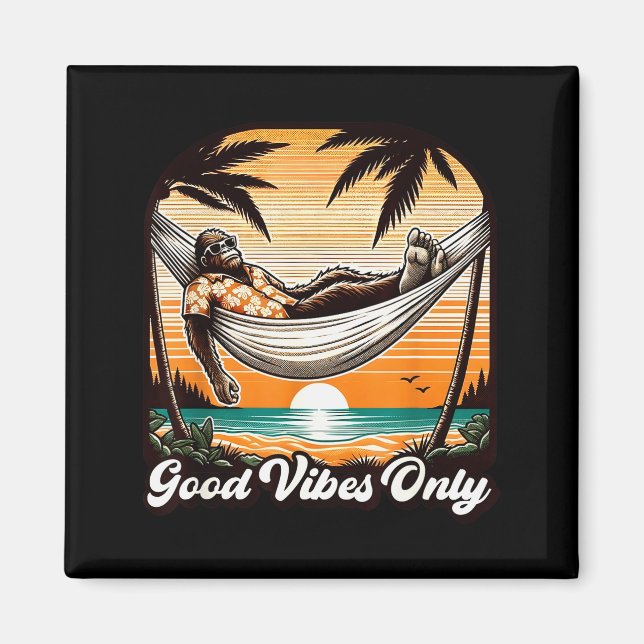 Funny Bigfoot Sasquatch Hawaiian Retro Beach Vacat Magnet (Front)