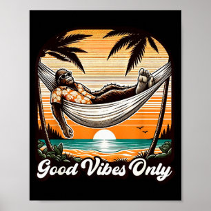 Funny Bigfoot Sasquatch Hawaiian Retro Beach Vacat Poster