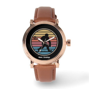 Funny Bigfoot Sasquatch Lacrosse Vintage Sunset Watch