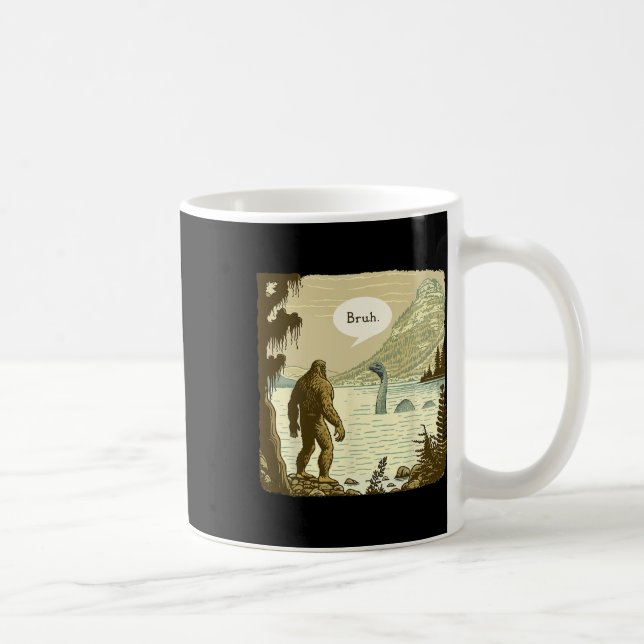 Funny Bigfoot Sasquatch Loch Ness Monster Introver Coffee Mug (Right)
