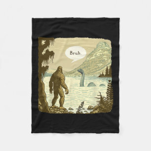 Funny Bigfoot Sasquatch Loch Ness Monster Introver Fleece Blanket