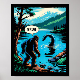 Funny Bigfoot Sasquatch Loch Ness Monster Introver Poster