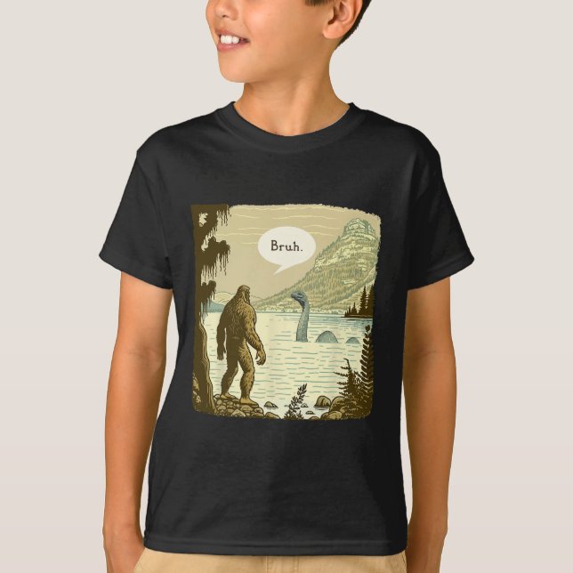 Funny Bigfoot Sasquatch Loch Ness Monster Introver T-Shirt (Front)