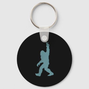 Funny Bigfoot Sasquatch Peace Sign Big Foot Squatc Keychain