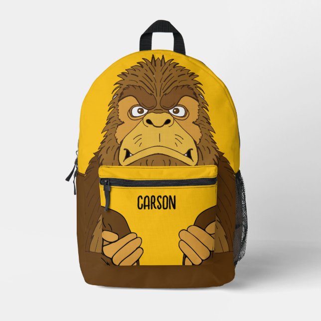 Funny Bigfoot Sasquatch Personalised Printed Backpack (Front)
