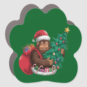 Funny Bigfoot Sasquatch Santa Christmas Tree Holid Car Magnet