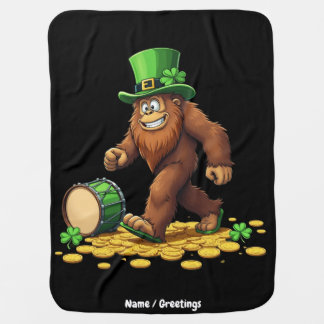 Funny Bigfoot Sasquatch Shamrock St Patrick's Day Baby Blanket