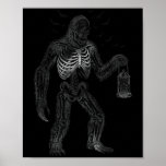 Funny Bigfoot Sasquatch Skeleton Halloween Men Wom Poster