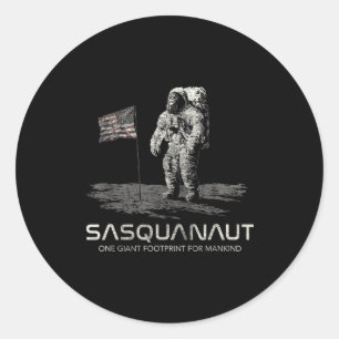 Funny Bigfoot Sasquatch Space Sasquanaut Classic Round Sticker