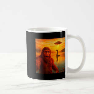 Funny Bigfoot Selfie With Loch Ness Monster And Uf Coffee Mug