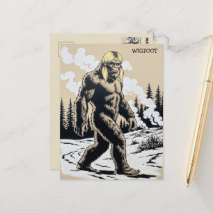 Funny Bigfoot Sepia Toned Vintage Postcard