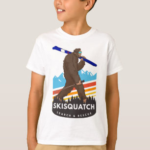 Funny Bigfoot Skiing Skisquatch Search And Rescue T-Shirt