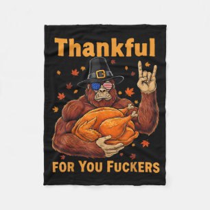 Funny Bigfoot Thanksgiving Thankful For You Forers Fleece Blanket