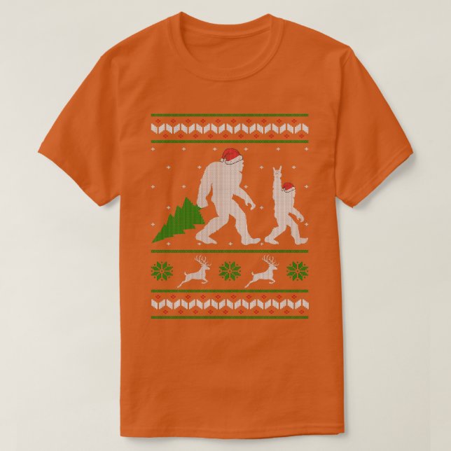 Funny Bigfoot Ugly Christmas Xmas Tree Yeti Sasqua T-Shirt (Design Front)