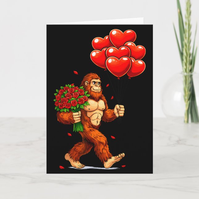 Funny Bigfoot Valentine Love Hearts Sasquatch Grap Card (Front)