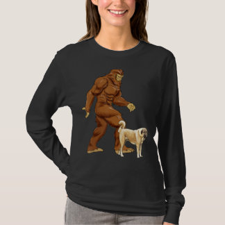 Funny Bigfoot Walking Anatolian Shepherd Dog Sasqu T-Shirt