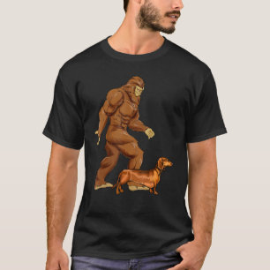 Funny Bigfoot Walking Brown Dachshund Sasquatch Do T-Shirt