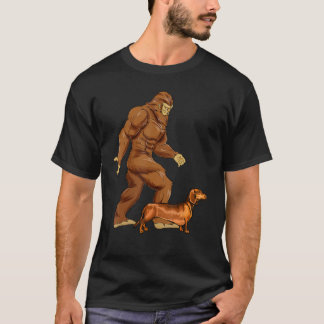 Funny Bigfoot Walking Brown Dachshund Sasquatch Do T-Shirt