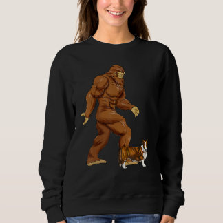 Funny Bigfoot Walking Cardigan Welsh Corgi Sasquat Sweatshirt