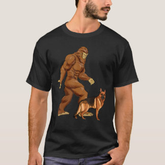 Funny Bigfoot Walking German Shepherd Sasquatch Do T-Shirt