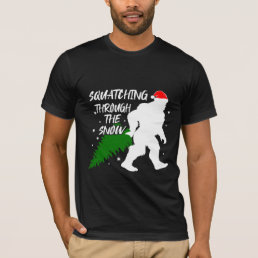 Funny Bigfoot With Christmas Pine Tree T-Shirt