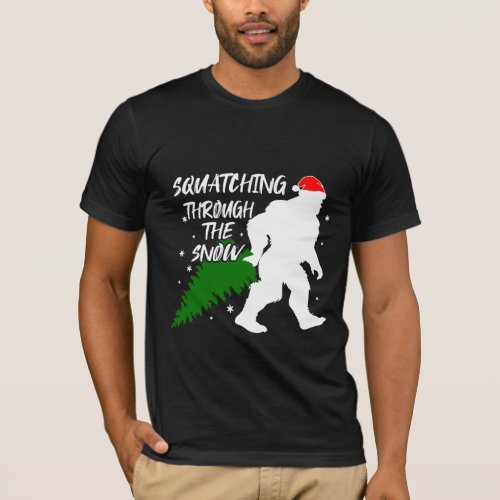 Funny Bigfoot With Christmas Pine Tree T_Shirt