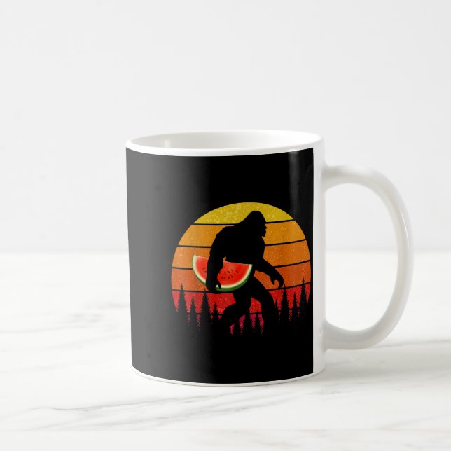 Funny Bigfoot With Watermelon Slice Melon Summer Coffee Mug (Right)
