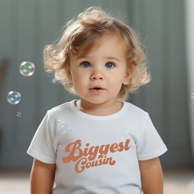 Funny Biggest Cousin | Brown Matching Family Baby T-Shirt (Creator Uploaded)