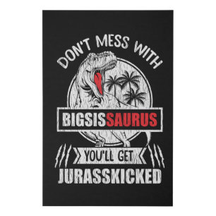 Funny BigSisSaurus Dinosaur Big Sister Gift Faux Canvas Print