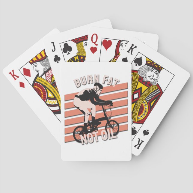 Funny Bike Rider Design - Burn Fat Not Oil Poker Cards (Back)