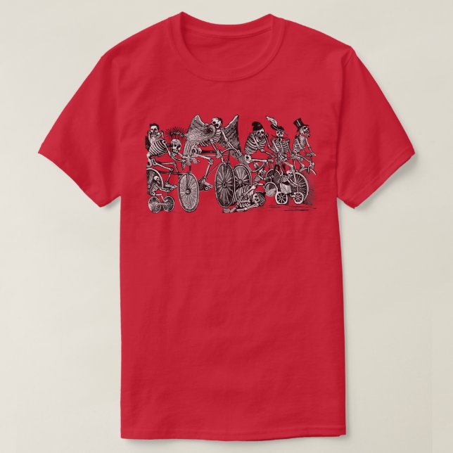 Funny Bike Riding Skeletons Cycling  for Bikers  T-Shirt (Design Front)