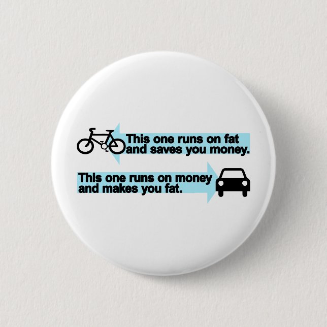 Funny Bike versus Car Pinback Button (Front)