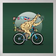 Funny bikepacking Giraffe cartoon