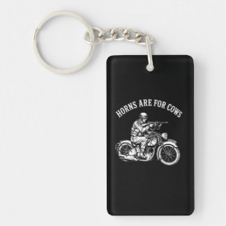 Funny Biker Attitude T-Shirt - Horns Are For Cows Keychain