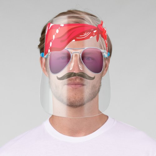 Funny Biker Bandana Aviator Sunglasses  Mustache Face Shield