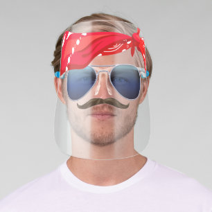 Funny Biker Bandana, Aviator Sunglasses & Mustache Face Shield