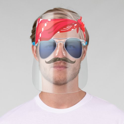 Funny Biker Bandana Aviator Sunglasses  Mustache Face Shield