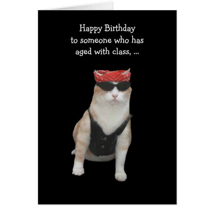 Funny Biker Cat Birthday Card