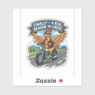 Funny Biker Chicken Sticker — Why To Cross Decal