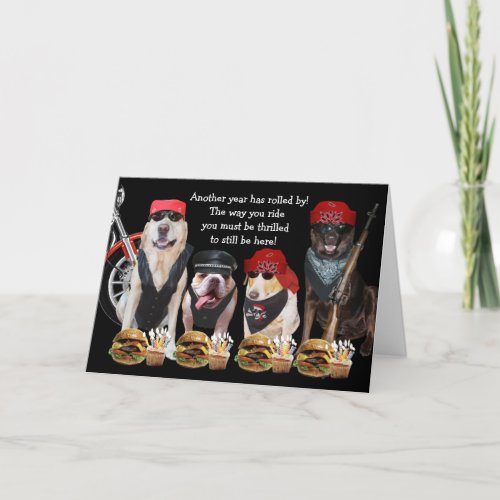 Funny Biker Dogs Birthday Card