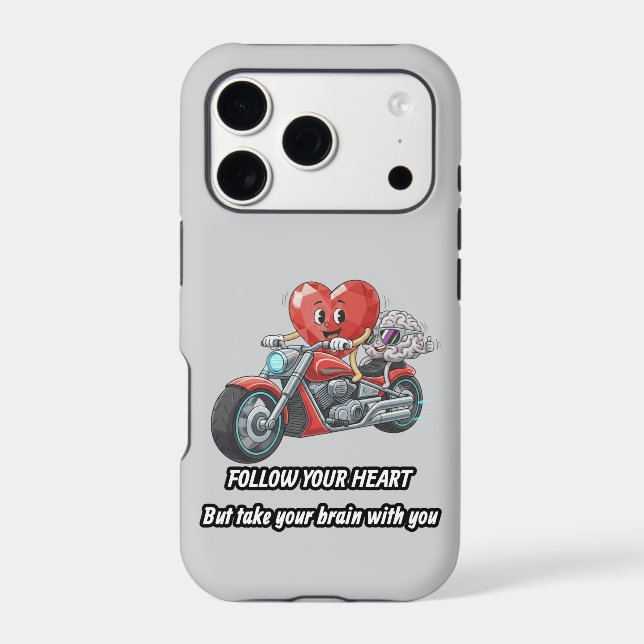 Funny biker heart follow your heart quote  iPhone case (Back)