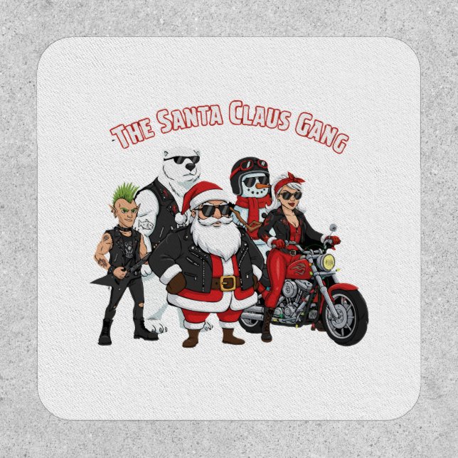 Funny Biker Santa Claus Gang | Rock and Roll  Patch (Front)