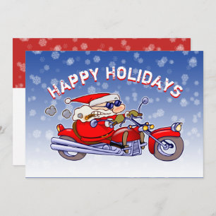 Funny Biker Santa Claus Holiday Greeting Card
