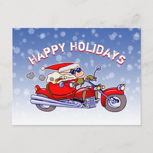 Funny Biker Santa Claus Holiday Greetings