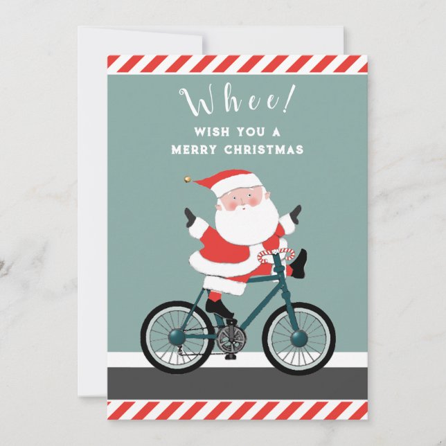 Funny Biking Christmas Holiday Card (Front)
