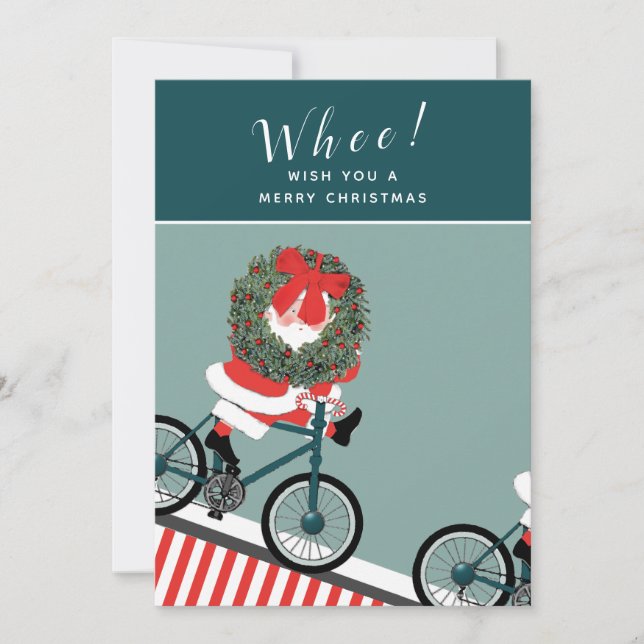 Funny Biking Christmas Holiday Card (Front)