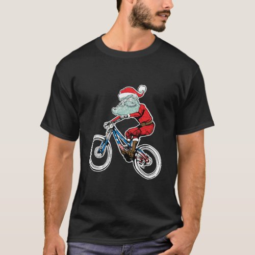 Funny Biking Christmas Mountain Bike Santa Claus M T_Shirt