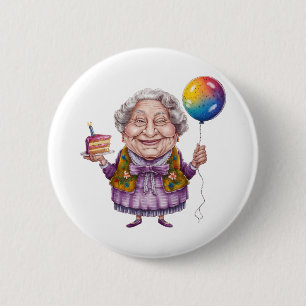 Funny Biking Grandma Birthday Party Art Button