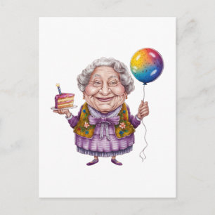Funny Biking Grandma Birthday Party Art Invitation Postcard