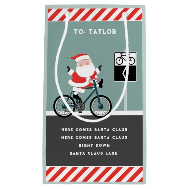Funny Biking Holiday Small Gift Bag (Front)